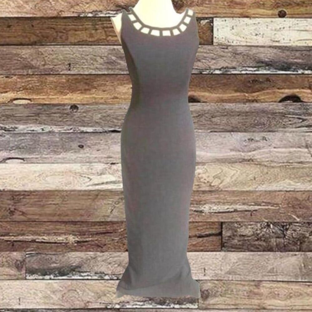 Vtg Rex Lester Black Pencil Gown Sz 2 - Picture 8 of 9